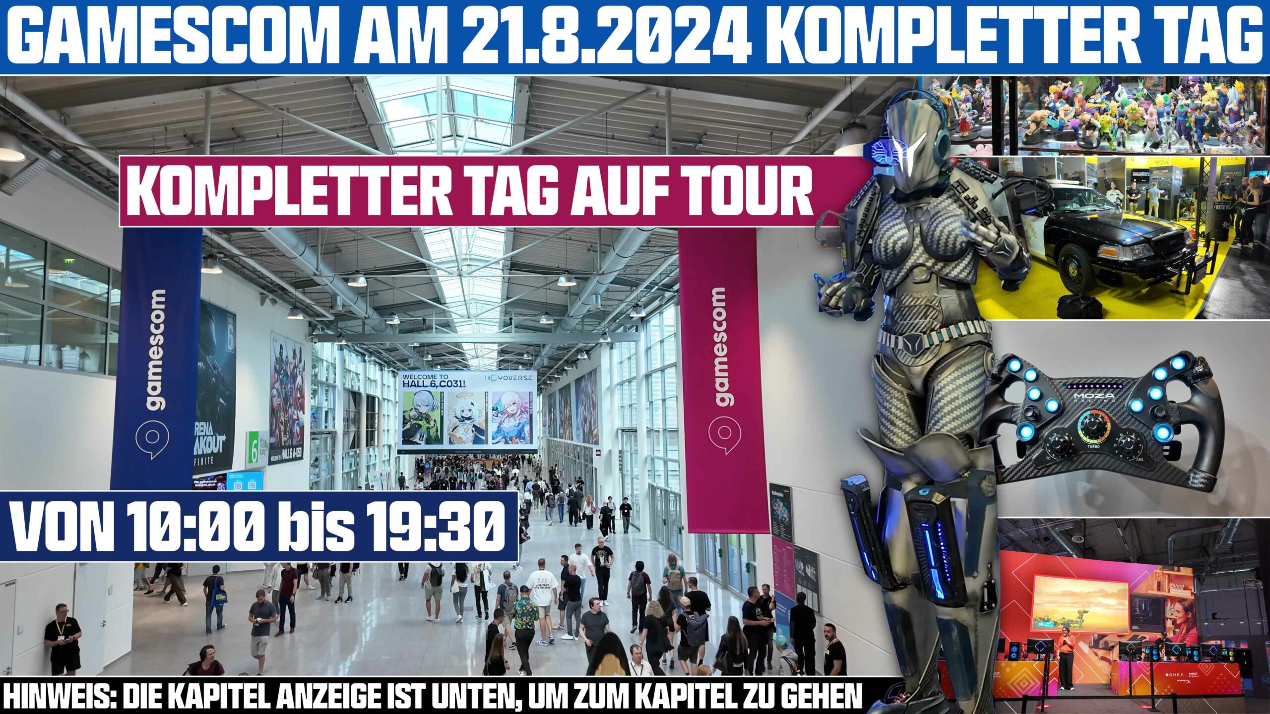 Gamescom 2024 Veranstaltung mit Besuchern und einem futuristischen Roboter in einer großen Halle.